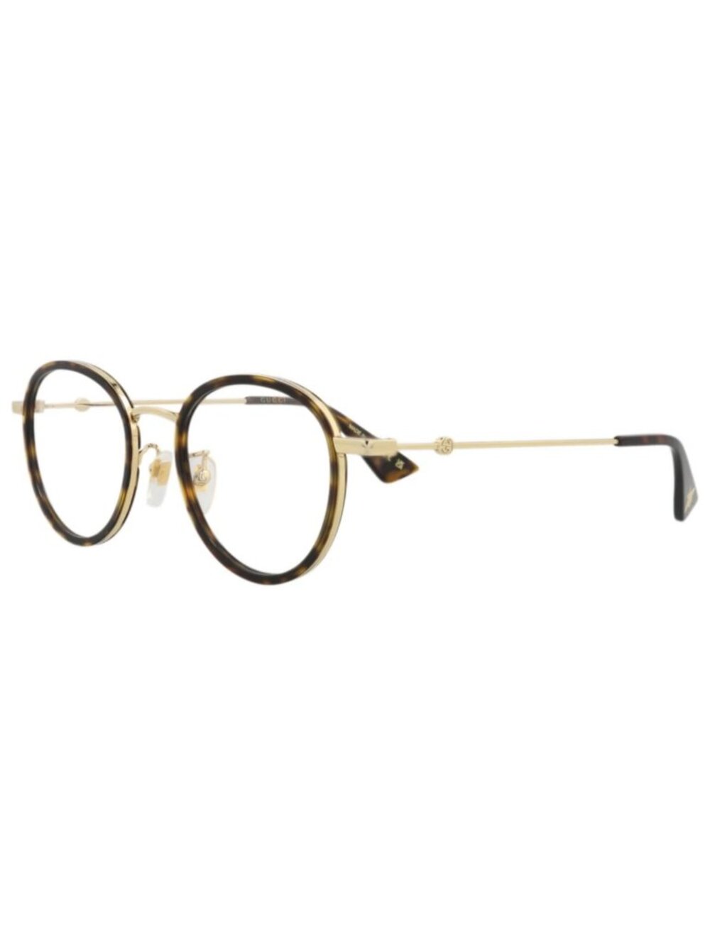 New Gucci Women's Eyeglasses Round Oval Metal Frame Unisex Havana Gold